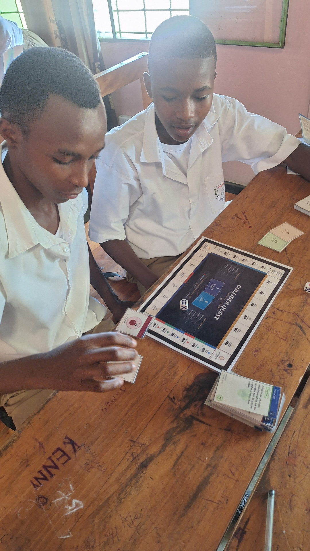 Students playing Collider Quest in a classroom